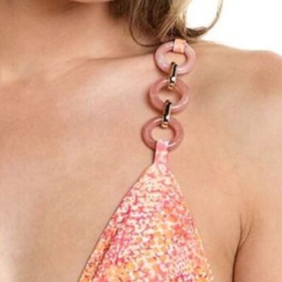 Ramy Brook Womens  Printed Harbor Bikini Top, Pink M NWT $128 - Picture 6 of 6